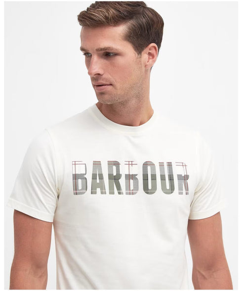 Barbour T-shirt T-shirt Uomo con logo con stampa scozzese Panna P24-BARBOURMTS1275-WH32-S - Francavilla Moda