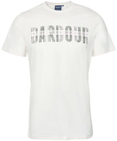 Barbour T-shirt T-shirt Uomo con logo con stampa scozzese Panna P24-BARBOURMTS1275-WH32-S - Francavilla Moda