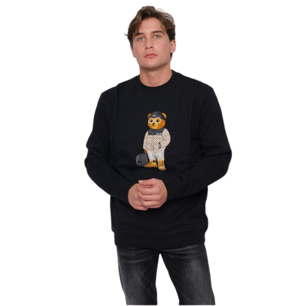 Baron Filou Felpa girocollo Felpa Uomo con stampa sul petto Nero - Francavilla Moda