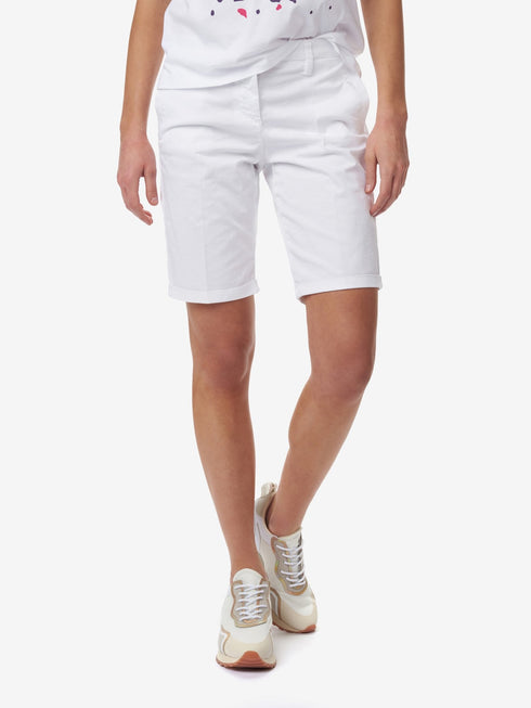 Shorts Donna in cotone con tasche all'americana Bianco BLAUER- Francavilla Moda