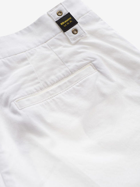 Shorts Donna in cotone con tasche all'americana Bianco BLAUER- Francavilla Moda