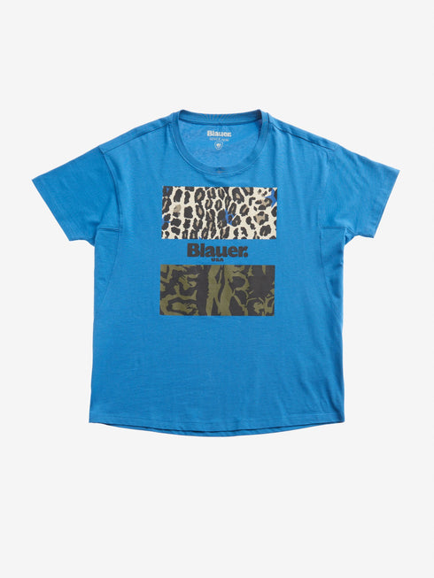 T-shirt Donna 21SBLDH02137004547 camouflage animalier Azzurro BLAUER- Francavilla Moda