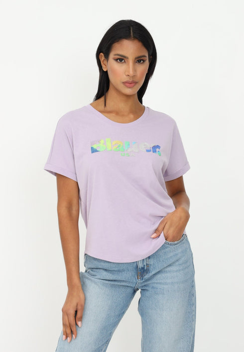 T-shirt Donna con stampa frontale gommata in rilievo Lilla BLAUER- Francavilla Moda