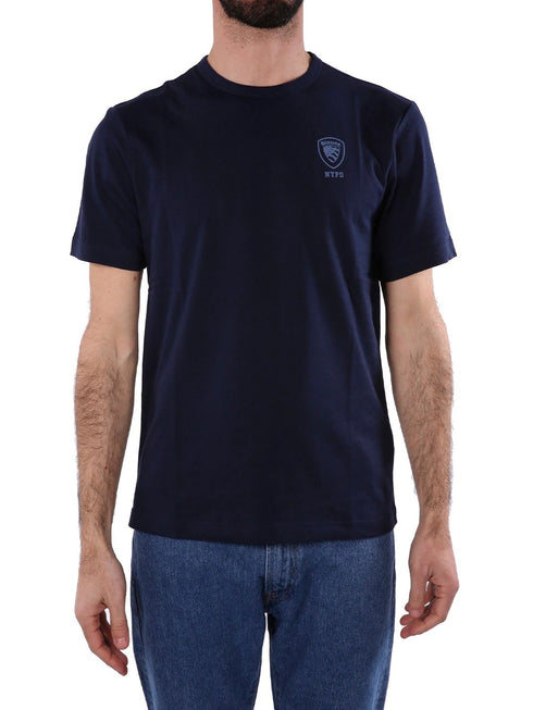T-shirt Uomo logo piccolo davanti Blu BLAUER- Francavilla Moda