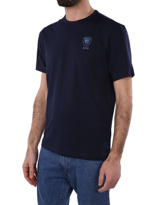 T-shirt Uomo logo piccolo davanti Blu BLAUER- Francavilla Moda