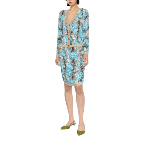 Blugirl by Blumarine Cardigan Cardigan Donna con stampa floreale Turchese P24-BLUGIRLRA4007MA65E-N9208-S - Francavilla Moda