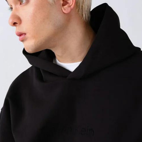 Felpa Uomo cappuccio logo in tono Nero CALVIN KLEIN- Francavilla Moda