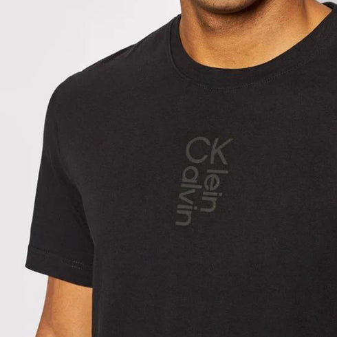 T-shirt Uomo a girocollo con logo frontale Nera CALVIN KLEIN- Francavilla Moda