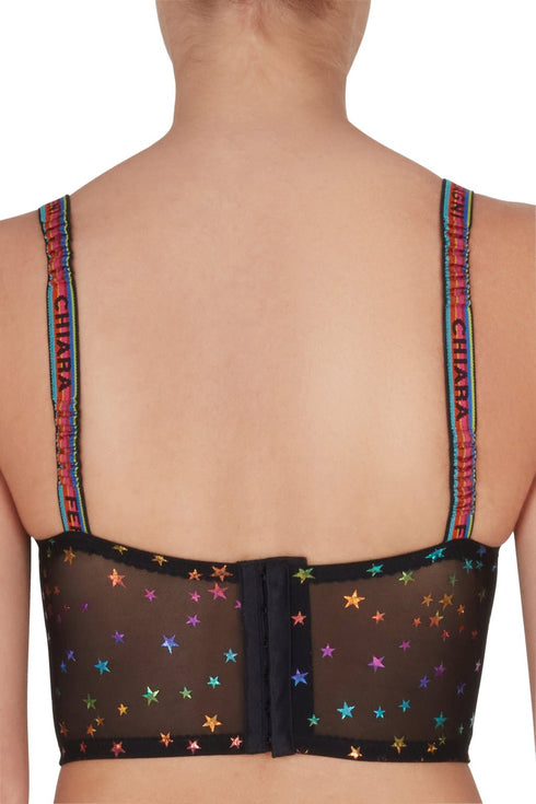 Bustier Donna con pattern stelline multicolor all over Nero CHIARA FERRAGNI- Francavilla Moda