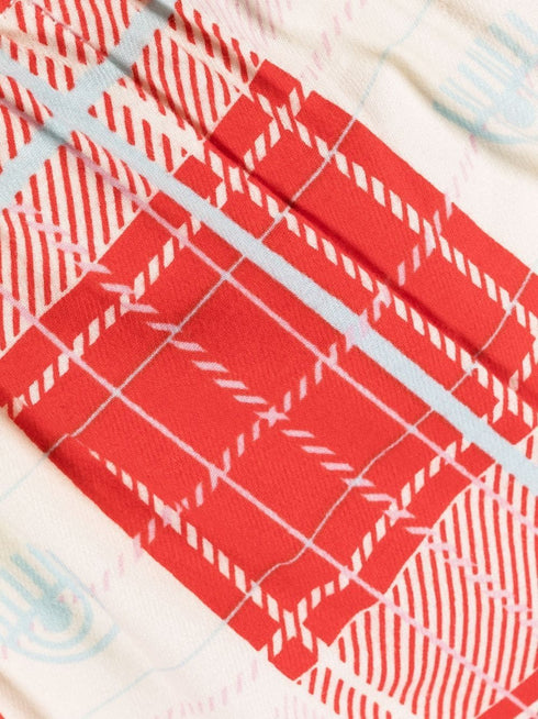 Pigiama Donna con logo patch check Bianco rosso CHIARA FERRAGNI- Francavilla Moda