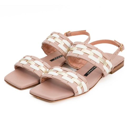 Sandalo Donna intrecciato basso Beige CHIARINI Bologna- Francavilla Moda