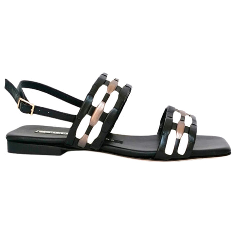 Sandalo Donna intrecciato basso Nero CHIARINI Bologna- Francavilla Moda