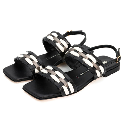 Sandalo Donna intrecciato basso Nero CHIARINI Bologna- Francavilla Moda