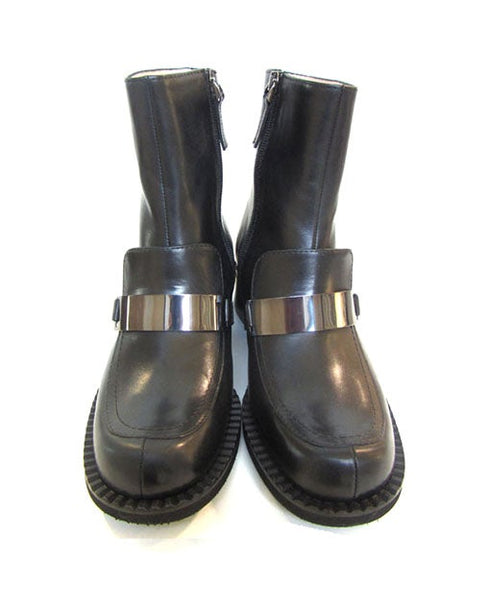 Stivaletto Donna basso in pelle con fibbia cromata Nero CHIARINI- Francavilla Moda