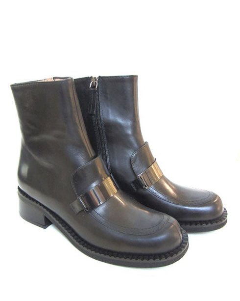 Stivaletto Donna basso in pelle con fibbia cromata Nero CHIARINI- Francavilla Moda