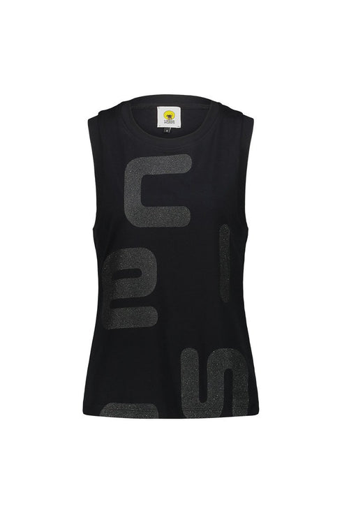 Canotta Donna JIFFY in cotone jersey con Logo lettering Nero argento CIESSE PIUMINI- Francavilla Moda