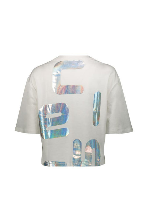 T-shirt Donna JOCKEY in cotone jersey con logo lettering stampato Bianco argento CIESSE PIUMINI- Francavilla Moda