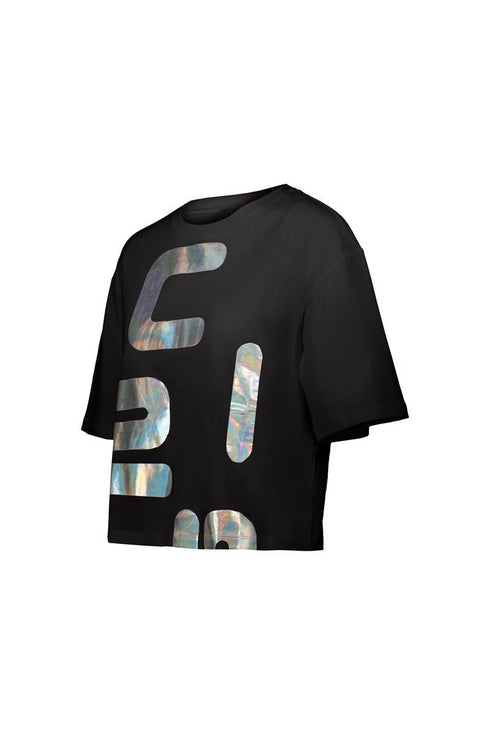 T-shirt Donna JOCKEY in cotone jersey con logo lettering stampato Nero argento CIESSE PIUMINI- Francavilla Moda