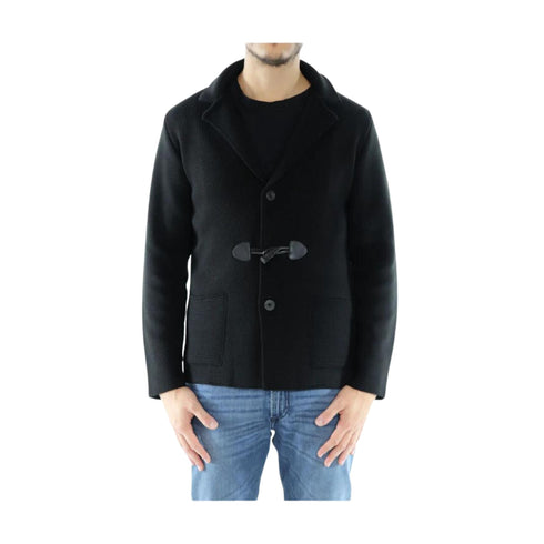 Daniele Alessandrini Cappotto Giacca Uomo in maglia con alamaro Nero - Francavilla Moda