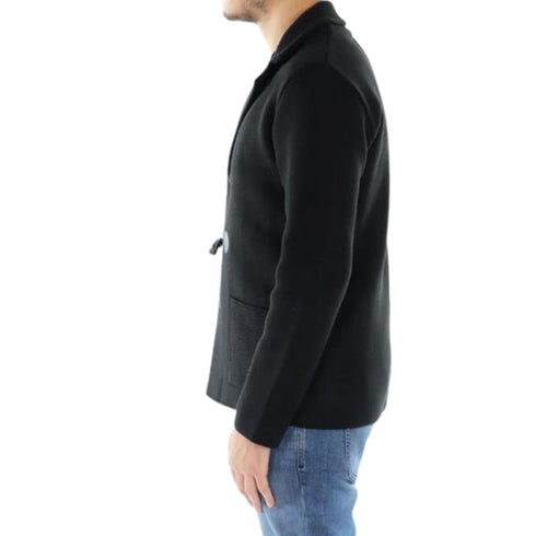 Daniele Alessandrini Cappotto Giacca Uomo in maglia con alamaro Nero - Francavilla Moda