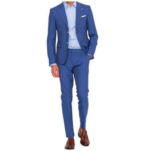 Pantaloni Uomo con microfantasia Blu chiaro Daniele Alessandrini- Francavilla Moda