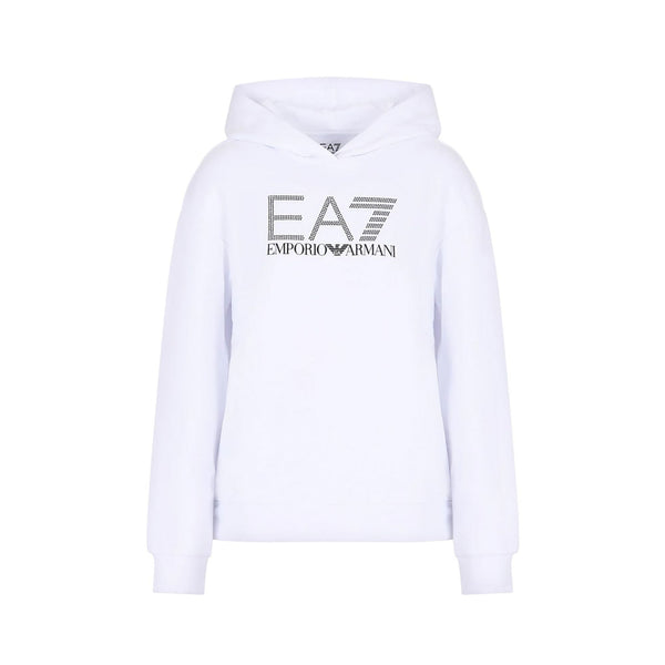 Felpa Donna con strass sul petto Bianco EA7 Emporio Armani- Francavilla Moda