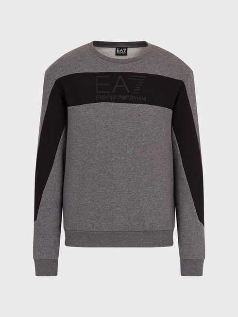 Felpa Uomo logo gommato Grigio Nero EA7 Emporio Armani- Francavilla Moda