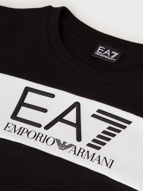 Felpa Uomo logo gommato Nero Bianco EA7 Emporio Armani- Francavilla Moda