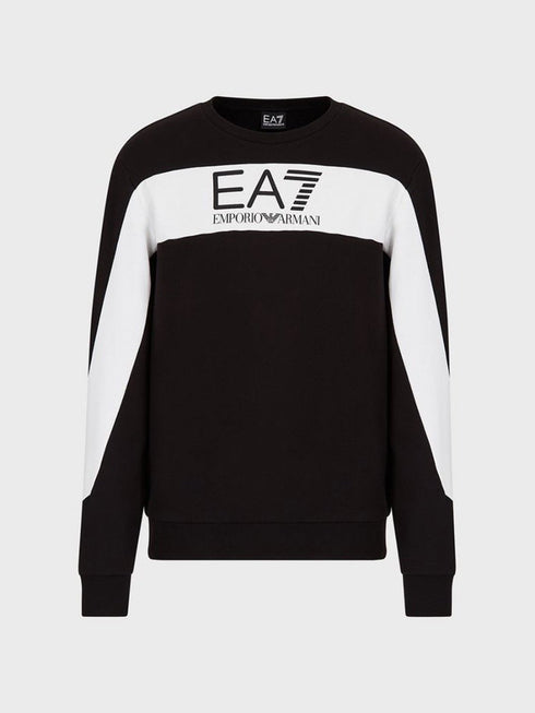 Felpa Uomo logo gommato Nero Bianco EA7 Emporio Armani- Francavilla Moda