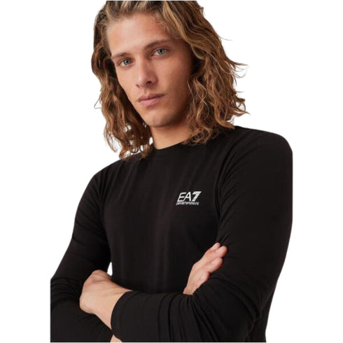 Maglia Uomo in cotone stretch Nero bianco EA7 Emporio Armani- Francavilla Moda