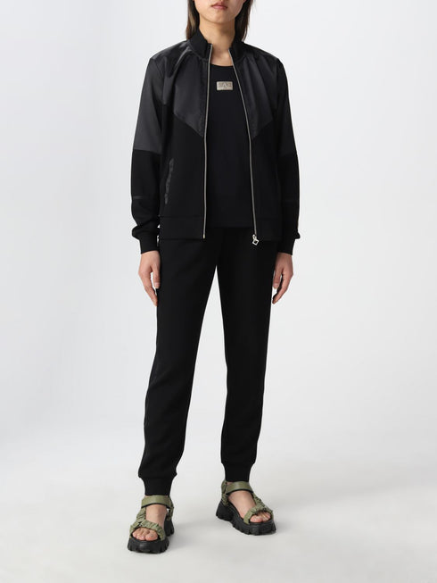 Tuta Donna con inserto in raso Nero EA7 EMPORIO ARMANI- Francavilla Moda