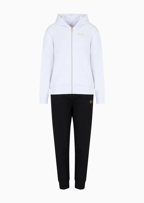 Tuta Donna Logo Series Essential Bianco nero oro EA7 Emporio Armani- Francavilla Moda