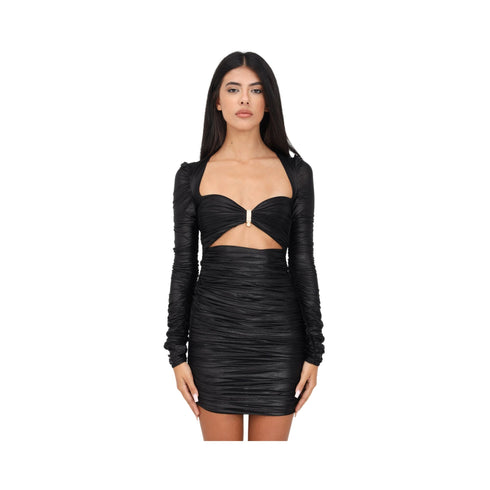 Elisabetta Franchi Abito corto Abito Donna laminato con drappeggio Nero - Francavilla Moda