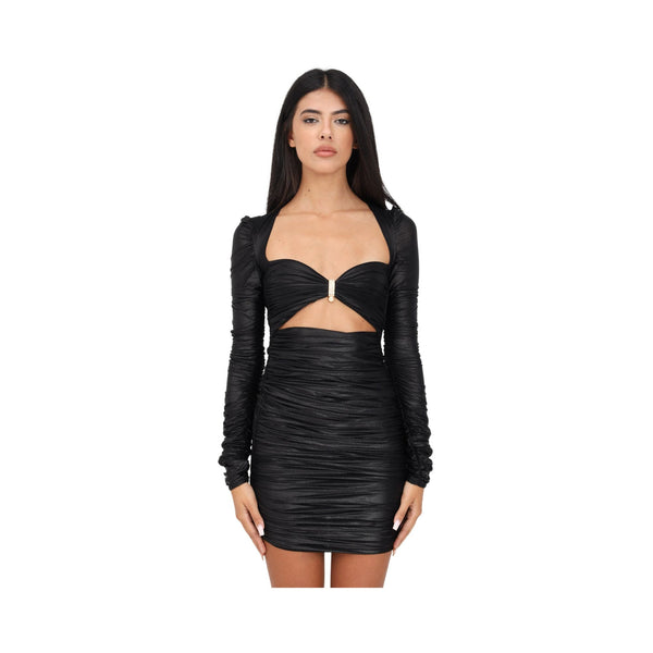 Elisabetta Franchi Abito corto Abito Donna laminato con drappeggio Nero - Francavilla Moda