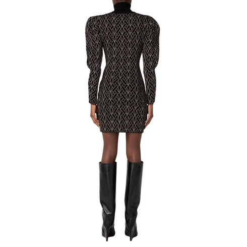 Abito Donna mini in maglia Nero oro Elisabetta Franchi- Francavilla Moda