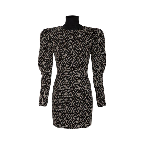 Abito Donna mini in maglia Nero oro Elisabetta Franchi- Francavilla Moda
