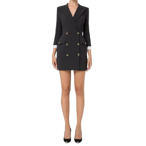 Abito Robe Manteau in doppio crepe Nero ELISABETTA FRANCHI- Francavilla Moda