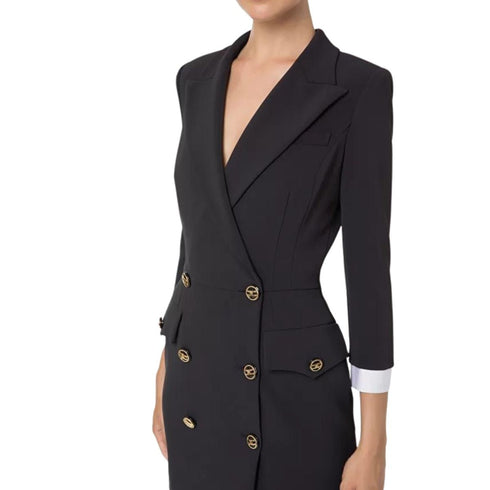 Abito Robe Manteau in doppio crepe Nero ELISABETTA FRANCHI- Francavilla Moda