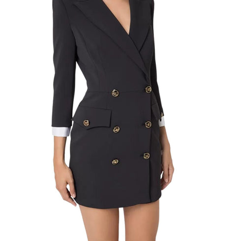Abito Robe Manteau in doppio crepe Nero ELISABETTA FRANCHI- Francavilla Moda