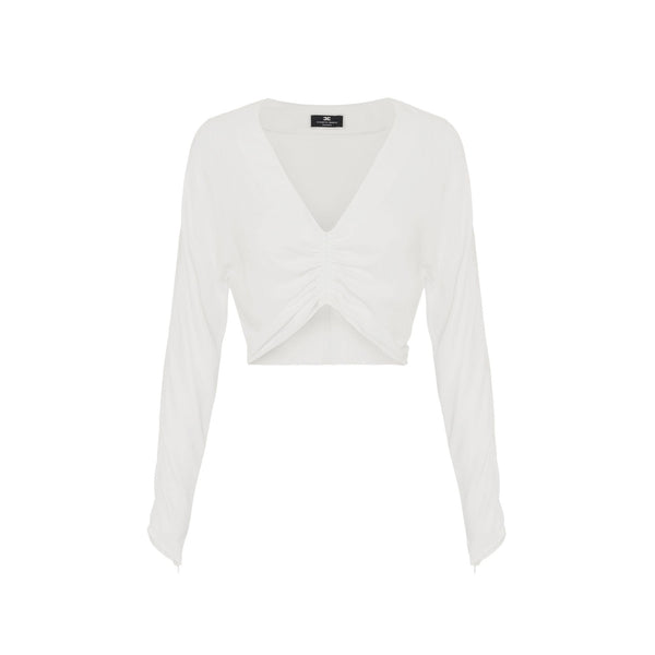 Elisabetta Franchi Blusa Blusa Donna cropped con scollo a V Avorio - Francavilla Moda