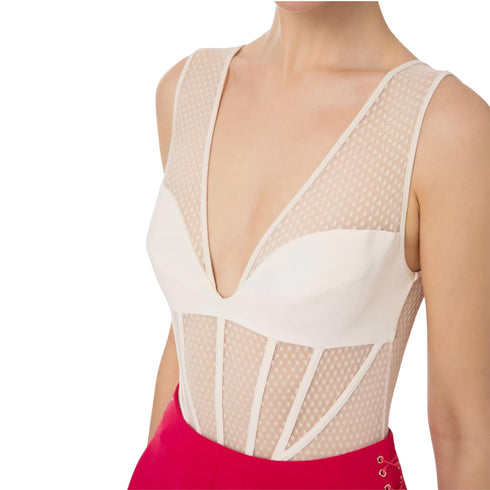 Body Donna con disegno busiter Burro Elisabetta Franchi- Francavilla Moda