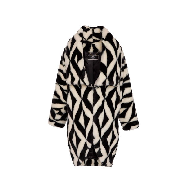 Caban Donna kimono in ecopelliccia Nero burro Elisabetta Franchi- Francavilla Moda