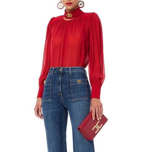 Camicia colletto alto georgette seta Red velvet Elisabetta Franchi- Francavilla Moda