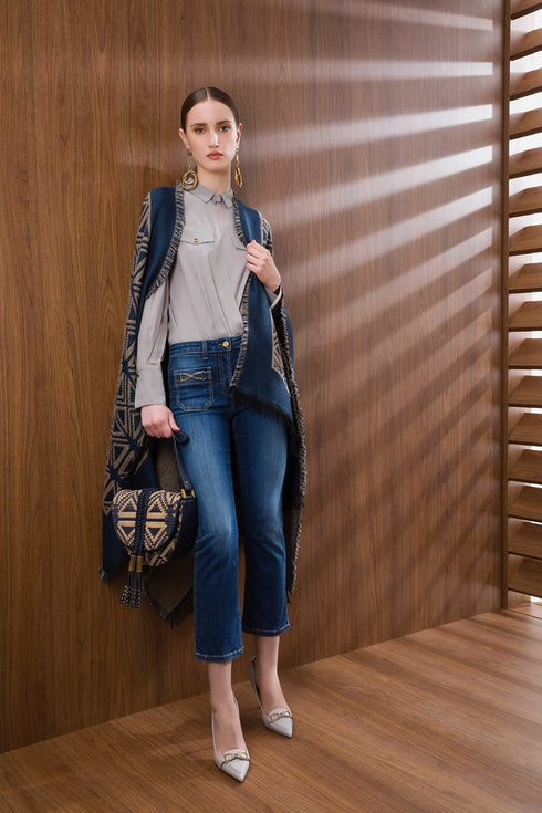 Camicia Donna CB00116E2 body con tasche Grigio ELISABETTA FRANCHI- Francavilla Moda