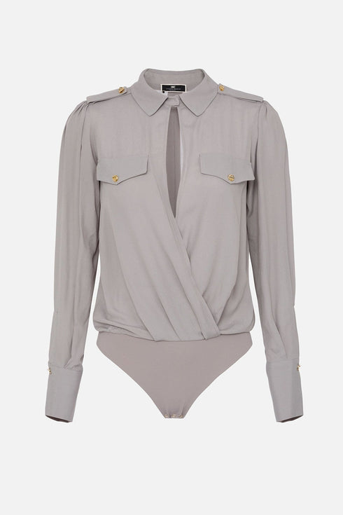 Camicia Donna CB00116E2 body con tasche Grigio ELISABETTA FRANCHI- Francavilla Moda