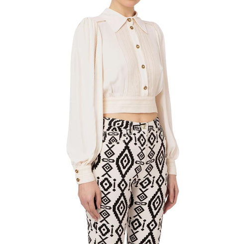 Camicia Donna con fiocco Burro Elisabetta Franchi- Francavilla Moda