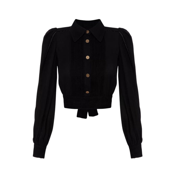 Camicia Donna con fiocco Nero Elisabetta Franchi- Francavilla Moda