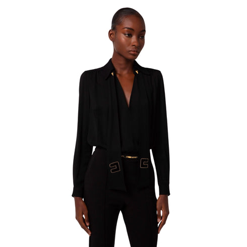Camicia Donna con sciarpa Nero Elisabetta Franchi- Francavilla Moda