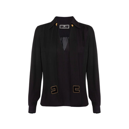 Camicia Donna con sciarpa Nero Elisabetta Franchi- Francavilla Moda
