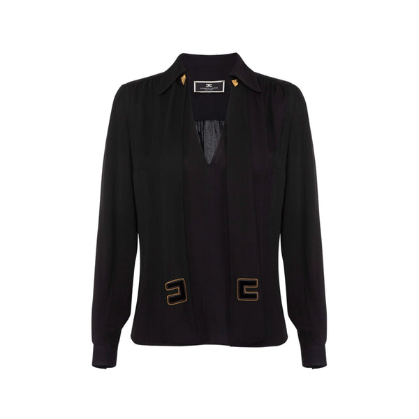 Camicia Donna con sciarpa Nero Elisabetta Franchi- Francavilla Moda